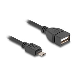 DeLOCK Cable USB 2.0 OTG Micro-B Macho a USB-A Hembra 11cm Cable Adaptador - Negro