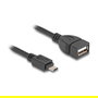 DeLOCK Cable USB 2.0 OTG Micro-B Macho a USB-A Hembra 11cm Cable Adaptador - Negro
