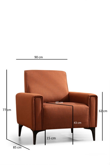 Atelier Del Sofa Horizon Sofá 1 Plaza Rojo Teja 90x85x77 cm