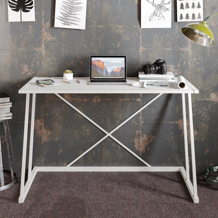 Hanah Home Mesa de estudio escandinava Blanca 120x75x75 cm