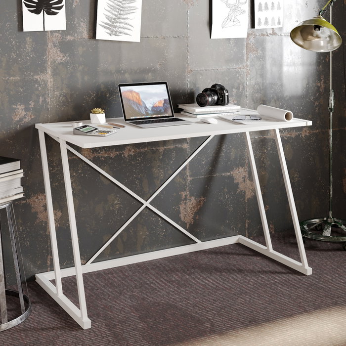 Hanah Home Mesa de estudio escandinava Blanca 120x75x75 cm