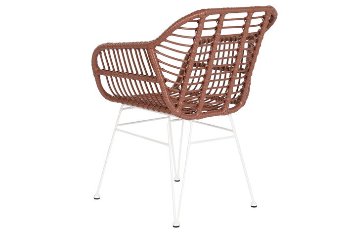 DKD Home Decor Silla Terraza Y Jardin Terracota Blanco 62 x 81 x 57 cm (2 Unidades) Ratan Sintetico Hierro Galvanizado