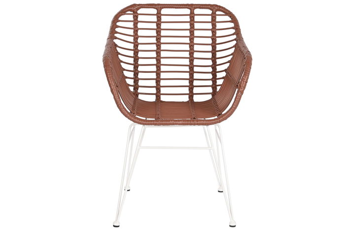 DKD Home Decor Silla Terraza Y Jardin Terracota Blanco 62 x 81 x 57 cm (2 Unidades) Ratan Sintetico Hierro Galvanizado