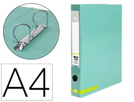 Liderpapel Carpeta de 2 Anillas 25 mm A4 Forrado Color System con Ollao y Tarjetero Menta