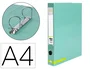 Liderpapel Carpeta de 2 Anillas 25 mm A4 Forrado Color System con Ollao y Tarjetero Menta
