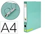 Liderpapel Carpeta de 2 Anillas 25 mm A4 Forrado Color System con Ollao y Tarjetero Menta