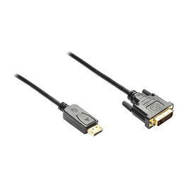 GoodConnections Cable DisplayPort a DVI-D 24+1, 1.8 m, Negro, Full HD, Contactos Dorados, DP-DVI, Macho-Macho
