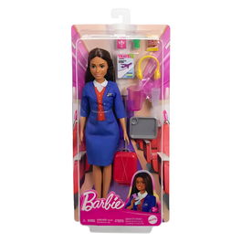 Barbie Tú Puedes Ser Azafata Muñeca con Blusa Azul, Falda, Maleta y Accesorios Hyt60 Mattel