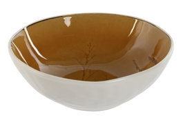 DKD Home Decor Bol de Gres Esmaltado Botánico Amarillo