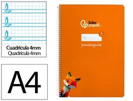 Liderpapel Cuaderno espiral Pautaguía A4 80 hojas cuadro 4mm naranja