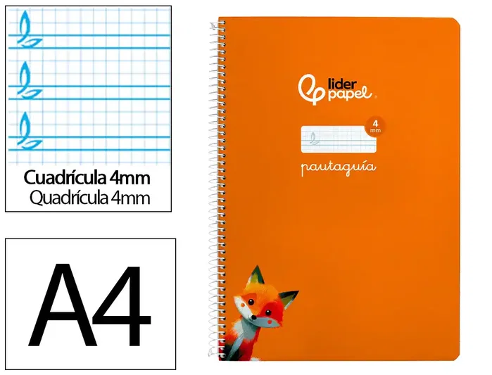 Liderpapel Cuaderno espiral Pautaguía A4 80 hojas cuadro 4mm naranja Liderpapel Cuaderno espiral Pautaguía A4 80 hojas cuadro 4mm naranja