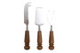 DKD Home Decor Set de 3 Cuchillos para Queso de Acacia e Inox