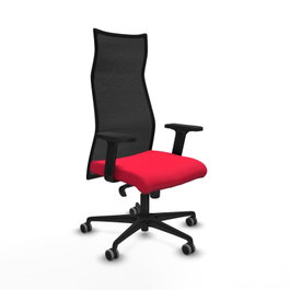 PIQUERAS Y CRESPO Sillón Albacete Rojo y Negro con Mecanismo Sincro y Brazos 2D