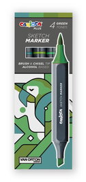 CARIOCA Rotulador Plus Sketch Marker Doble Punta Caja de 4 Colores Verdes