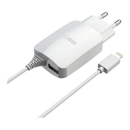 2GO Cargador para dispositivo móvil con Lightning y USB, cable de 1,4 m, blanco