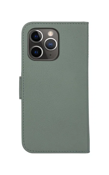 Dbramante1928 Funda cartera para Apple iPhone 13 Pro (6.1"), verde, cuero saffiano, tapa magnética desmontable con 3 bolsillos para tarjetas
