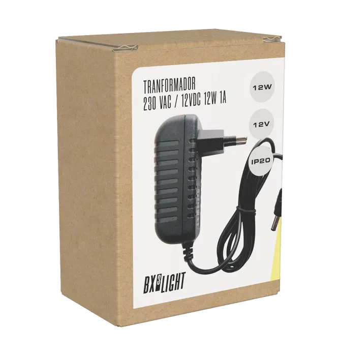 BX3 LIGHT Transformador LED 230V AC a 12V DC 12W 1A Fuente Alimentación para Tiras LED BX3-KDTR1212W