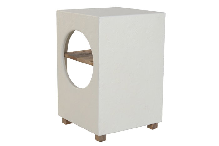 DKD Home Decor Mesita Auxiliar Formentera Blanco Natural Hormigon 40 x 60 x 40 cm