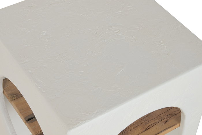 DKD Home Decor Mesita Auxiliar Formentera Blanco Natural Hormigon 40 x 60 x 40 cm