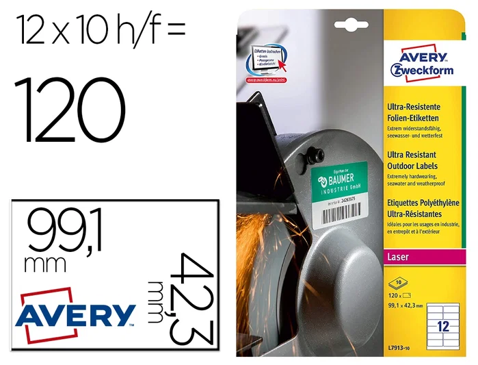 Avery L7913-10 Etiquetas de Polietileno Blanco Permanente Avery L7913-10 Etiquetas de Polietileno Blanco Permanente
