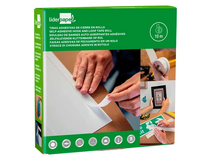 Liderpapel Cinta de Cierre Adhesiva Velcro Blanco 20mm x 10m Soporta 3.20Kg/10cm Liderpapel Cinta de Cierre Adhesiva Velcro Blanco 20mm x 10m Soporta 3.20Kg/10cm