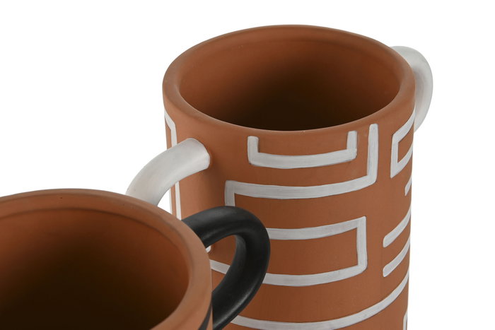 DKD Home Decor Jarrón de Terracota con Asas Surtido de 2 Piezas