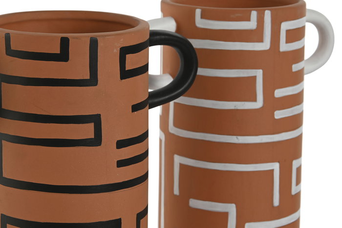 DKD Home Decor Jarrón de Terracota con Asas Surtido de 2 Piezas