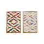 DKD Home Decor Set de 2 Cuadros Chindi Algodón y Acacia 60x90 cm Multicolor