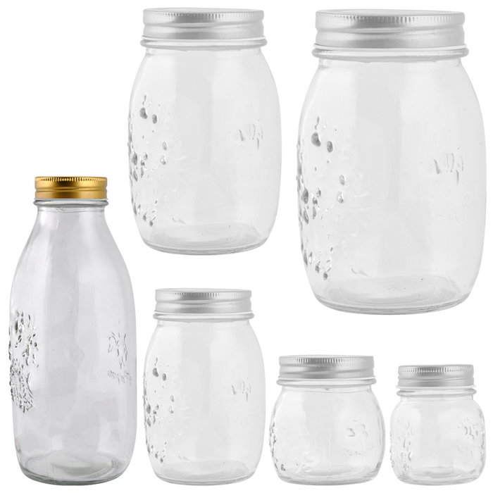 Day Botella 1 L Cristal con Dibujos en Relieve y Tapa Metal 23x9 cm