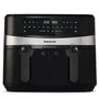 Taurus Air Fry Digital Duo - Freidora de Aire sin Aceite, Doble Cesta 9L (2x4.5L), 12 Programas, Panel Táctil, 2200W, Color Negro, Modelo 973980000