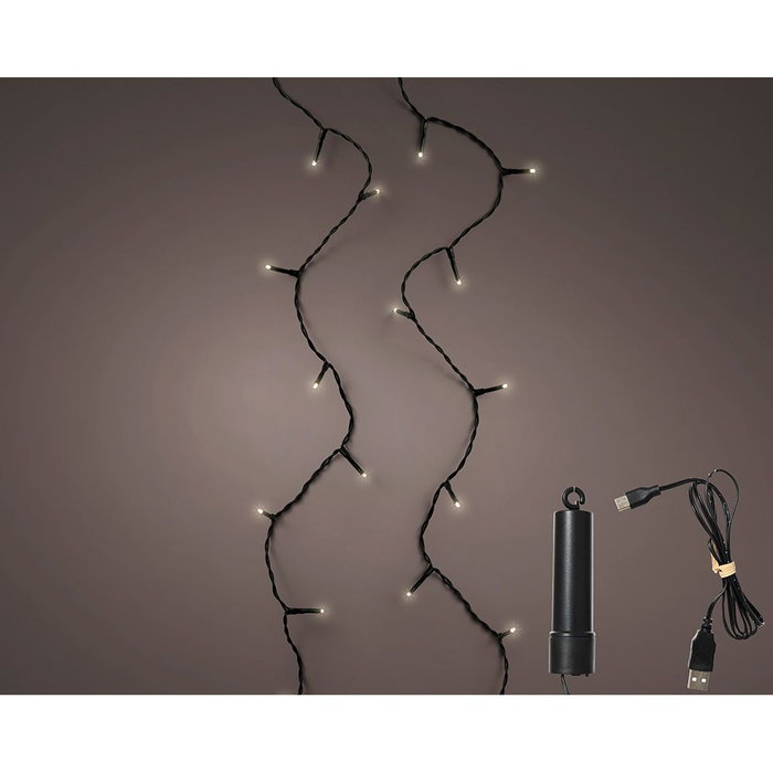 Lumineo Guirnalda LED Multifunción 100 LEDs 7.4m Recargable con Batería IP44 - Multicolor con Cable Negro y Temporizador (8h/16h) Lumineo Guirnalda LED Multifunción 100 LEDs 7.4m Recargable con Batería IP44 - Multicolor con Cable Negro y Temporizador (8h/16h)