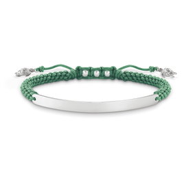 Thomas Sabo Pulsera LBA0058-173-6-L21v de Plata de Ley 925 y Nailon Verde