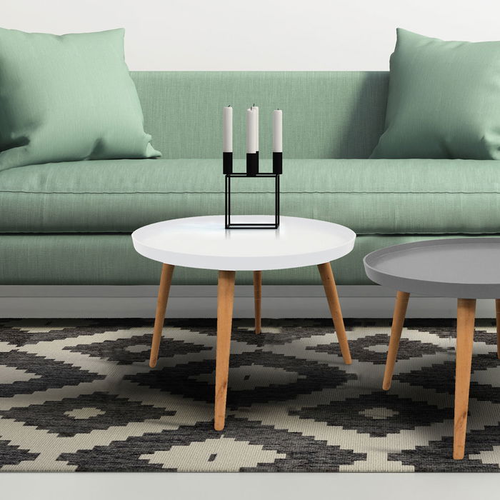 Home Deco Factory Mesa Auxiliar Redonda Blanca 50 cm Diámetro x 40 cm Altura Home Deco Factory Mesa Auxiliar Redonda Blanca 50 cm Diámetro x 40 cm Altura