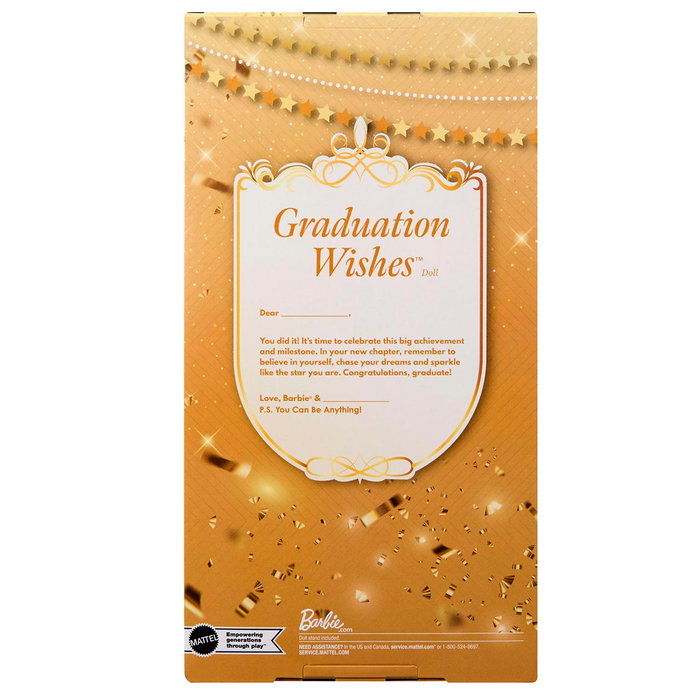 Barbie JJX81 Muñeca Coleccionable Signature Graduation Wishes con Toga, Birrete, Diploma y Banda - Mattel