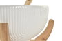 DKD Home Decor Set de Ensaladeras Classic Porcelain de Porcelana y Bambú, Blanco