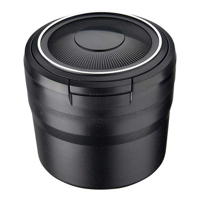 Champ Cenicero Redondo con Tapa y LED, Colores Surtidos en Expositor de 6 Unidades, Ø8 x 7 cm