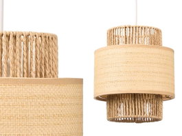 GIFTDECOR Lámpara Triple Cuerda Mimbre Mediana Marrón