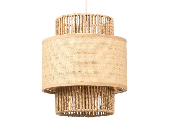 GIFTDECOR Lámpara Triple Cuerda Mimbre Mediana Marrón