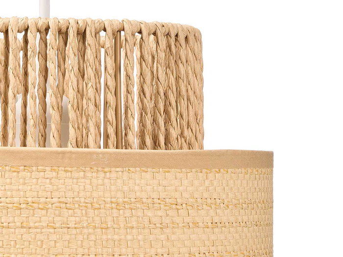 GIFTDECOR Lámpara Triple Cuerda Mimbre Mediana Marrón
