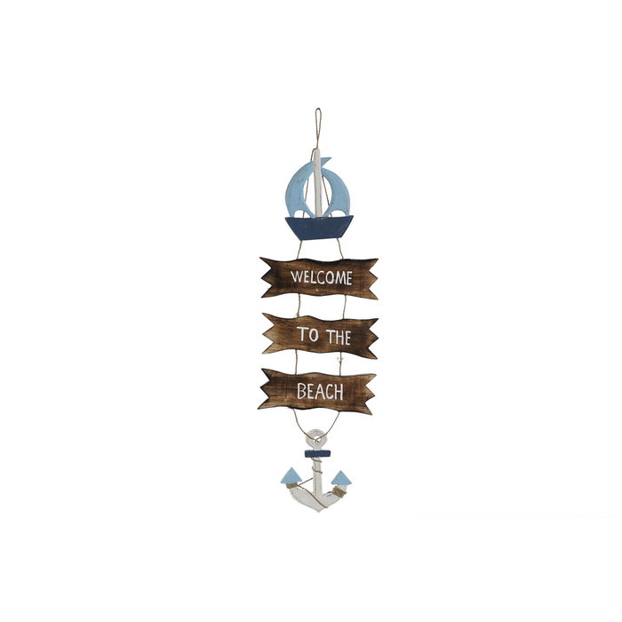 DKD Home Decor Decoración Colgante Albasia Azul y Natural 25x2x74 cm
