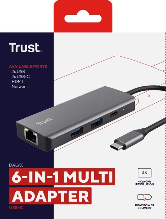 Trust Dalyx Adaptador Multipuerto 6 en 1 USB Tipo C Plata Trust Dalyx Adaptador Multipuerto 6 en 1 USB Tipo C Plata
