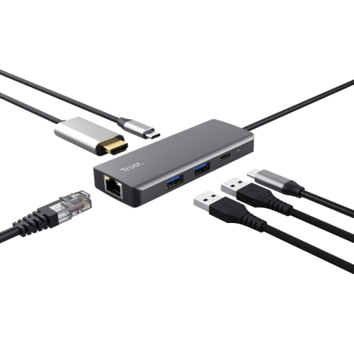 Trust Dalyx Adaptador multipuerto USB-C 6 en 1 Gris