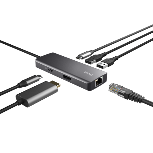 Trust Dalyx Adaptador multipuerto USB-C 6 en 1 Gris