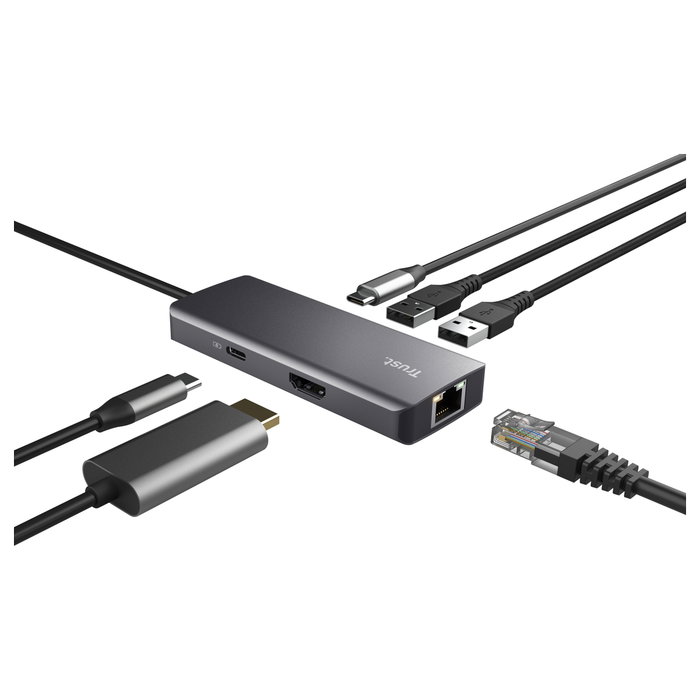 Trust Dalyx Adaptador multipuerto USB-C 6 en 1 Gris