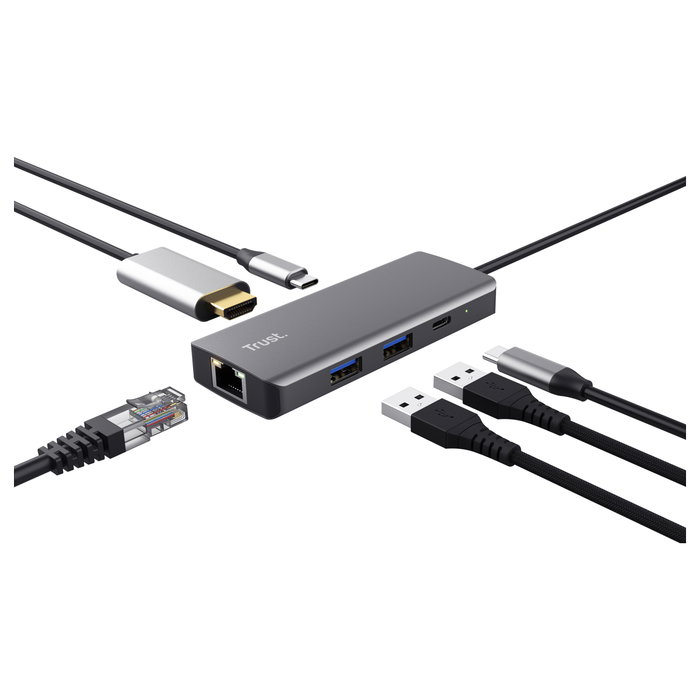 Trust Dalyx Adaptador multipuerto USB-C 6 en 1 Gris