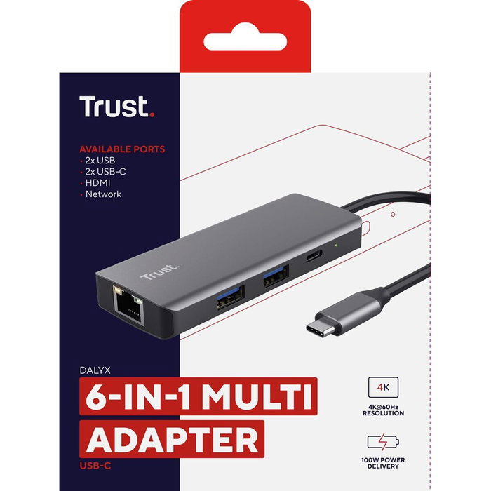 Trust Dalyx Adaptador Multipuerto 6 en 1 USB Tipo C Plata Trust Dalyx Adaptador Multipuerto 6 en 1 USB Tipo C Plata