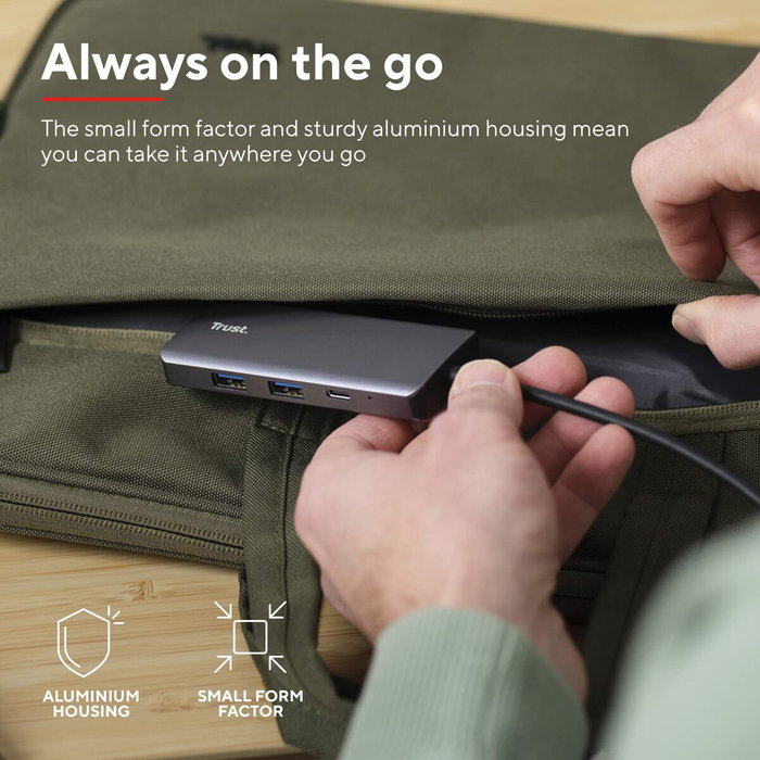 Trust Dalyx Adaptador multipuerto USB-C 6 en 1 Gris