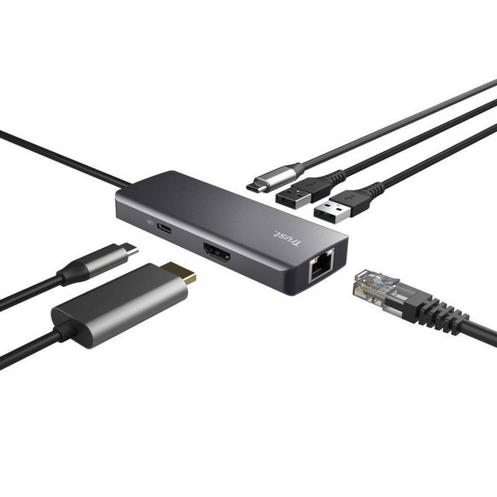Trust Dalyx Adaptador multipuerto USB-C 6 en 1 Gris