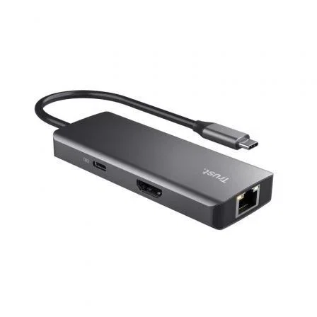 Docking usb tipo-c trust dalyx 2xusb 2xusb tipo-c 1xhdmi 1xrj45 gris