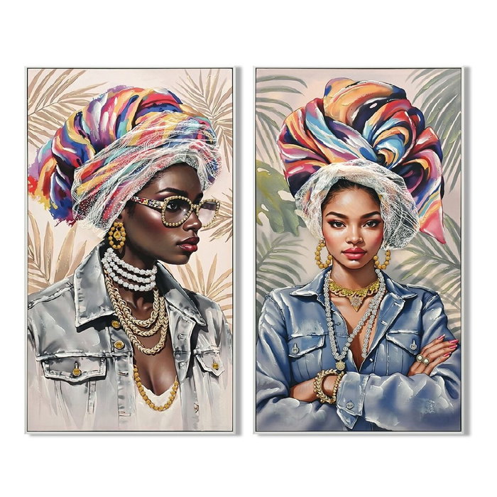 DKD Home Decor Cuadro Lienzo MDF Africana Lacado, Pack de 2